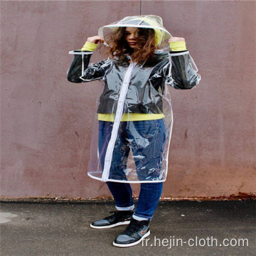 Vêtements de pluie pour adultes en PVC translucide de taille personnalisée